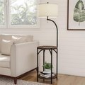 Lavish Home Lavish Home A1000B2 Floor Lamp End Table - Modern Rustic Side Table with Drum Shaped Shade; Dark Brown; Black & Off-White A1000B2